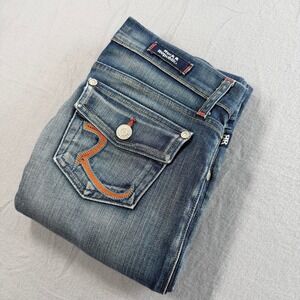 Rock & Republic Kurt Flare Jeans Womens 26 Blue Low Rise Wide Leg Y2K Vintage
